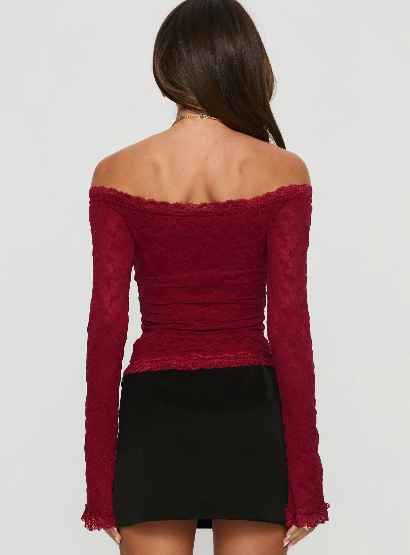 Mochapella Off The Shoulder Top Burgundy