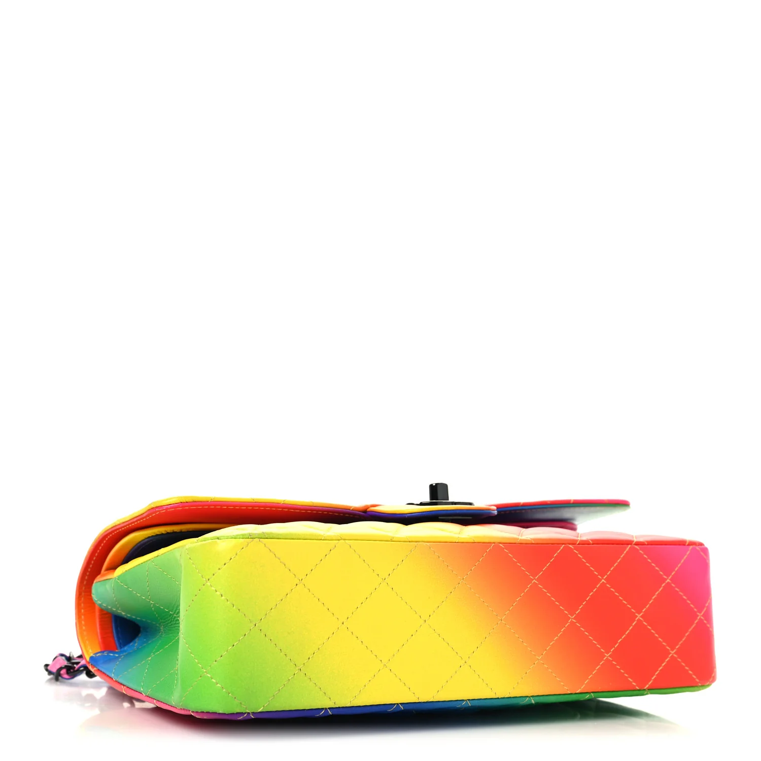 Calfskin Quilted Medium Rainbow Double Flap Multicolor - Top Club