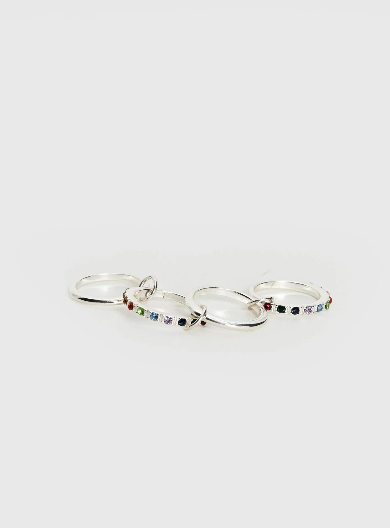 Leanah Stacked Gemstone Ring Silver