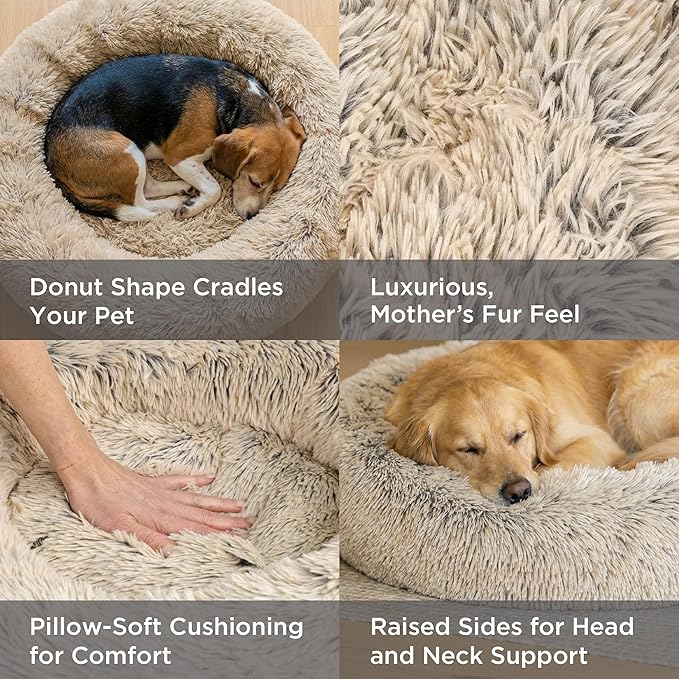Best Friends by Sheri The Original Calming Donut Dog Bed - Taupe Shag