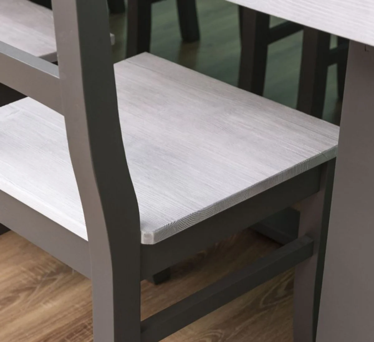Country Style Dining Room Furniture Set Light Gray / Gray - 1 Dining Table & 6 Dining Chairs - Solid Wood Dining Room Furniture - Country Style Furniture