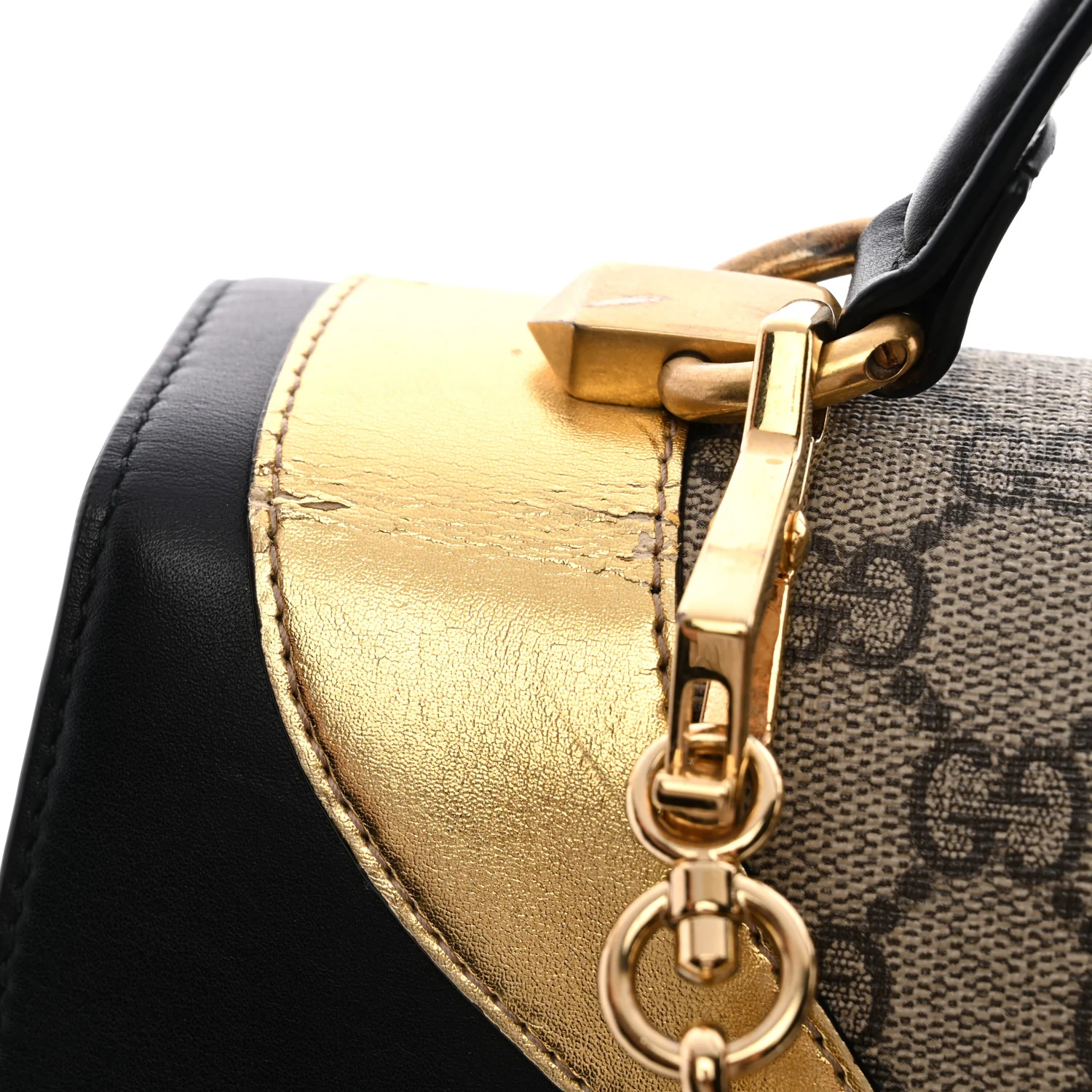 GG Supreme Monogram Small Osiride Top Handle Bag Black Gold - Top Club