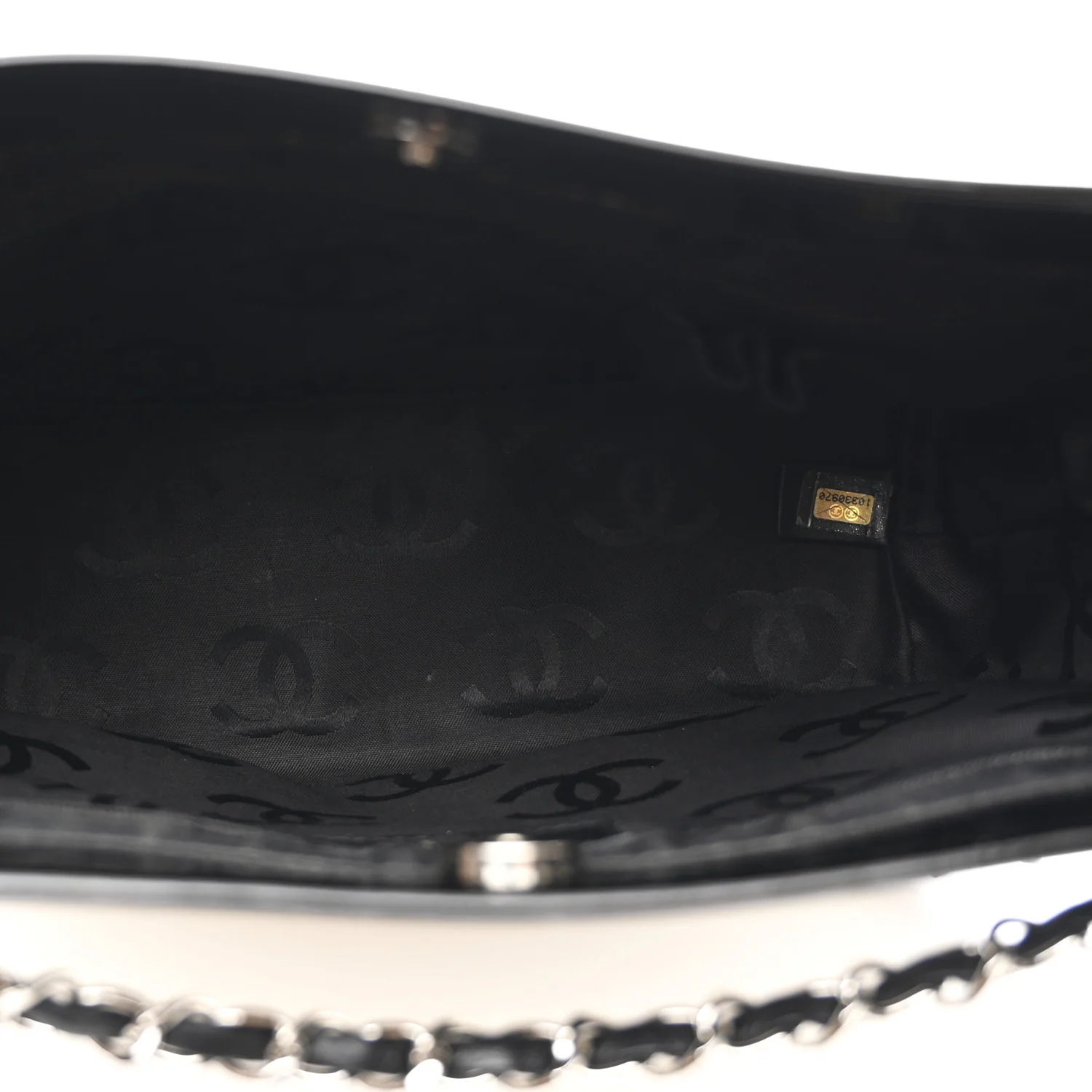 Patent Pony Hair Small Pocket Tote Black White - Top Club