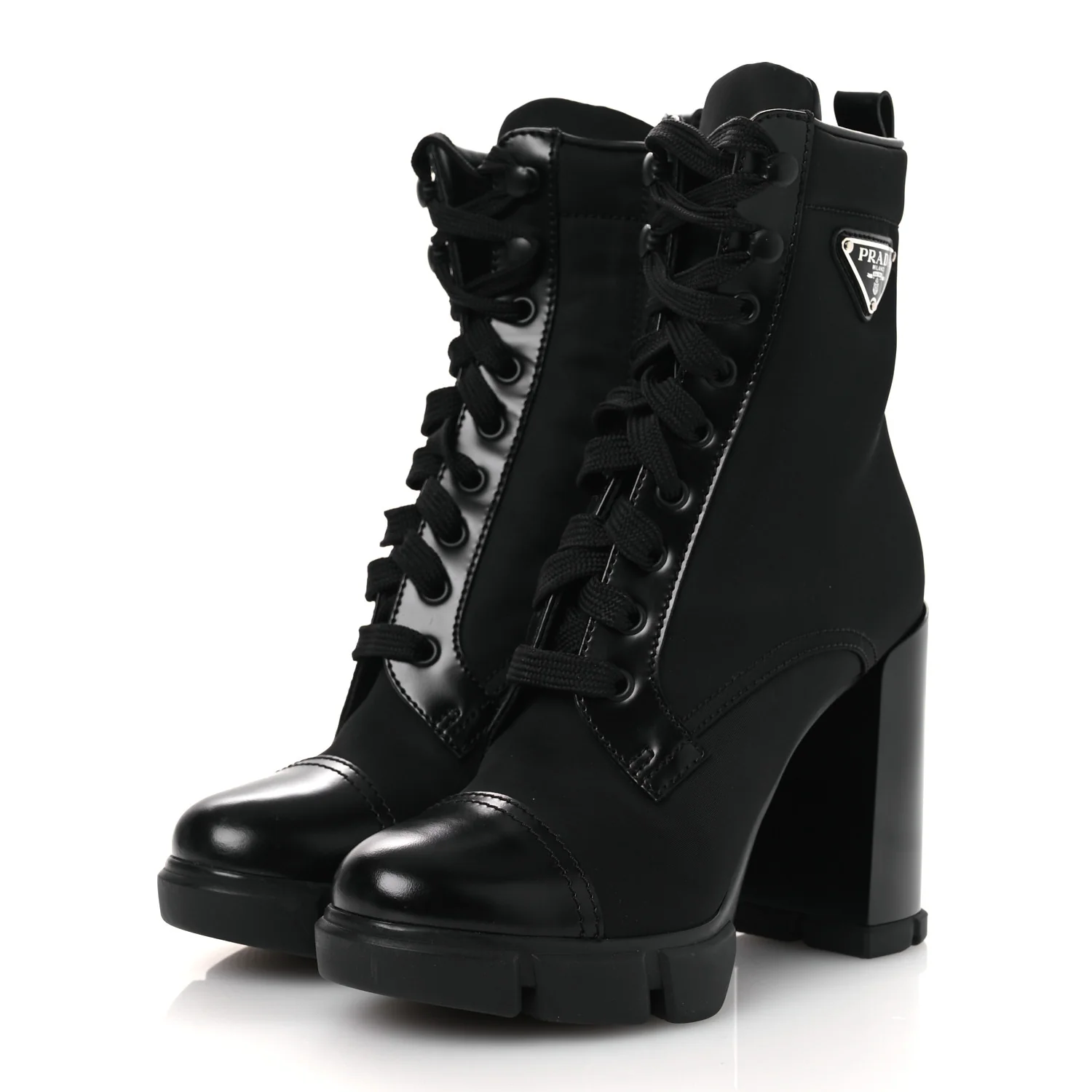 Spazzolato Re-Nylon Metal Triangle Logo 110mm Ankle Boots 36.5 Black - Top Club