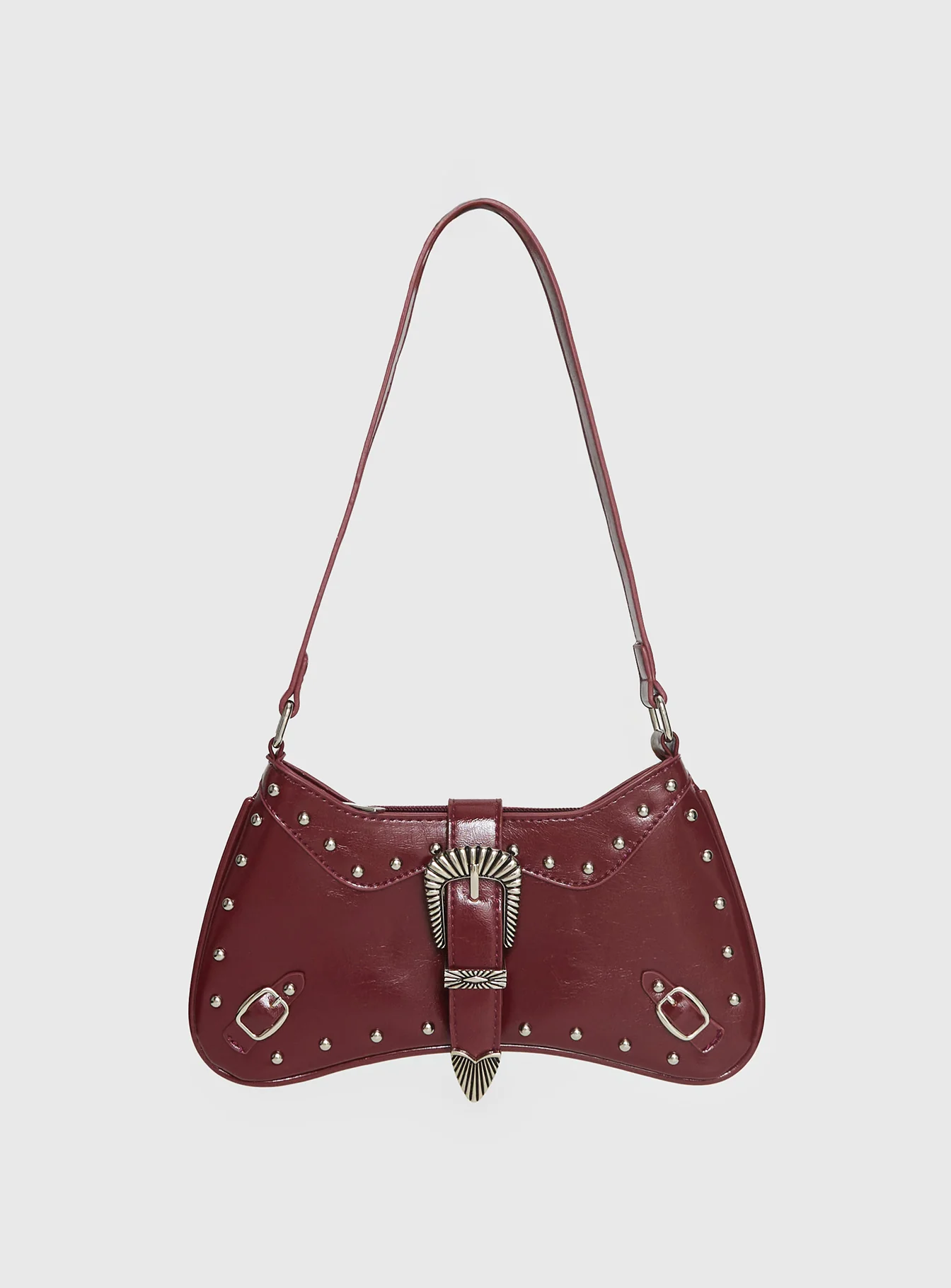 Crowd Pleaser Buckle Shoulder Bag Red