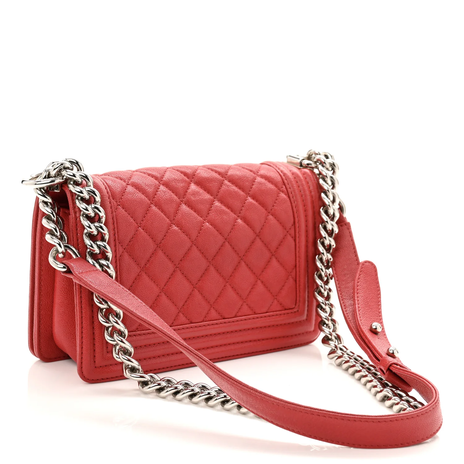 Caviar Quilted Small Boy Flap Red - Top Club