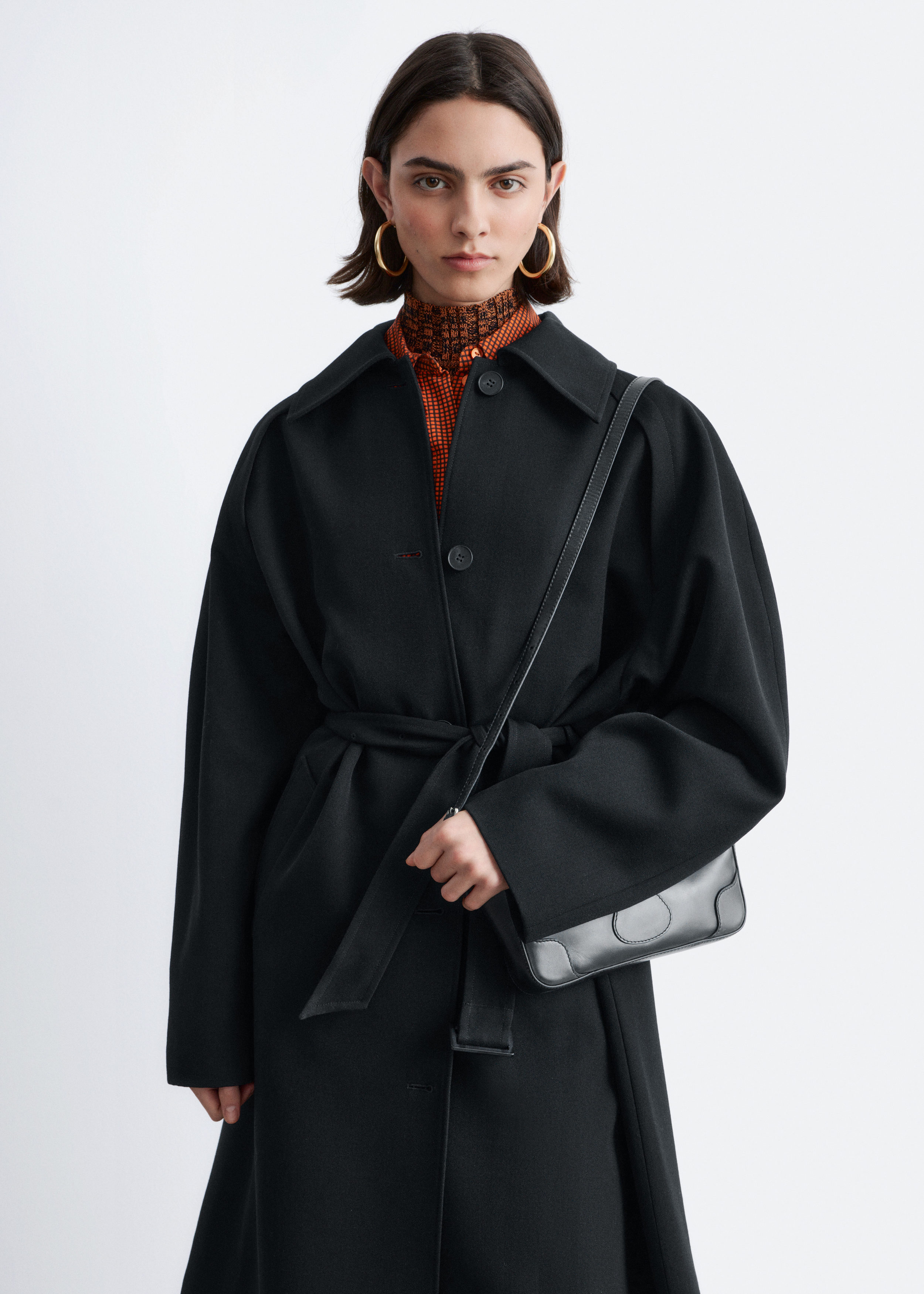 & Other Stories TIE-BELT WOOL TRENCH COAT