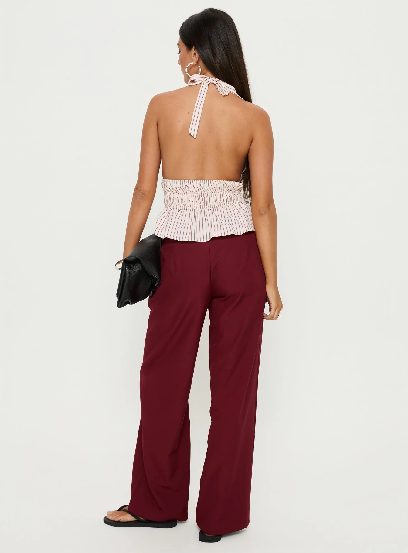 Good Riddance Pleat Tie Slouch Pants Burgundy