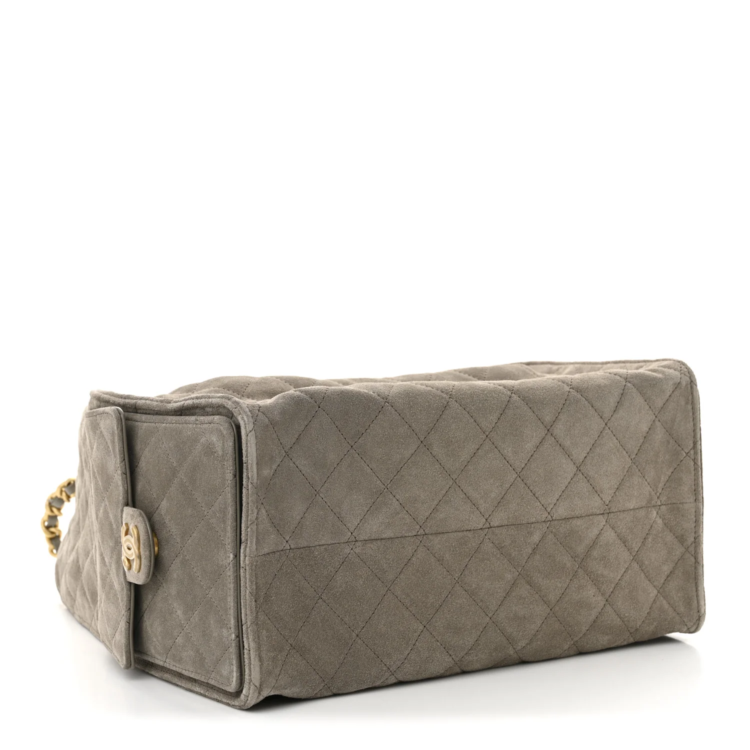 Suede Quilted Medium Chanel 25 Handbag Dark Grey - Top Club