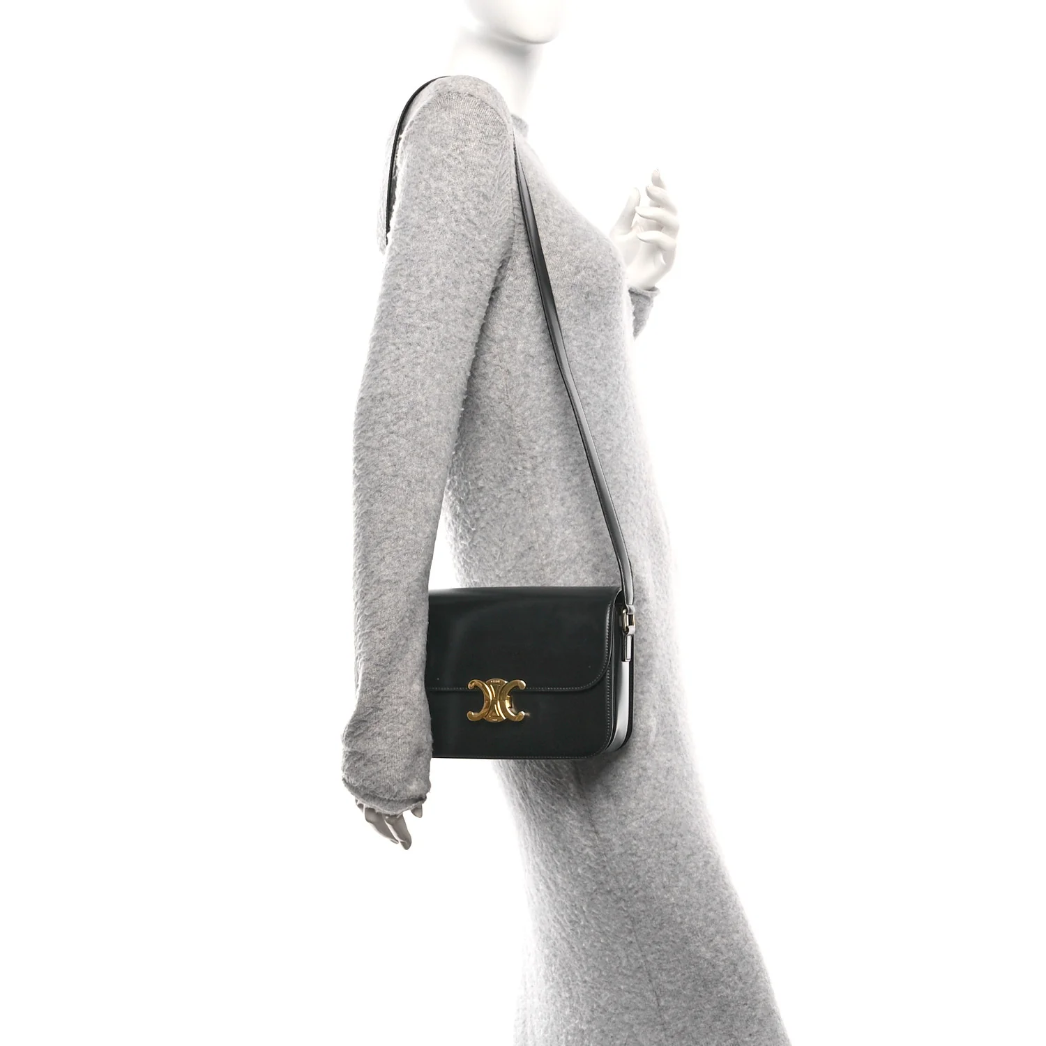 Shiny Calfskin Medium Triomphe Black