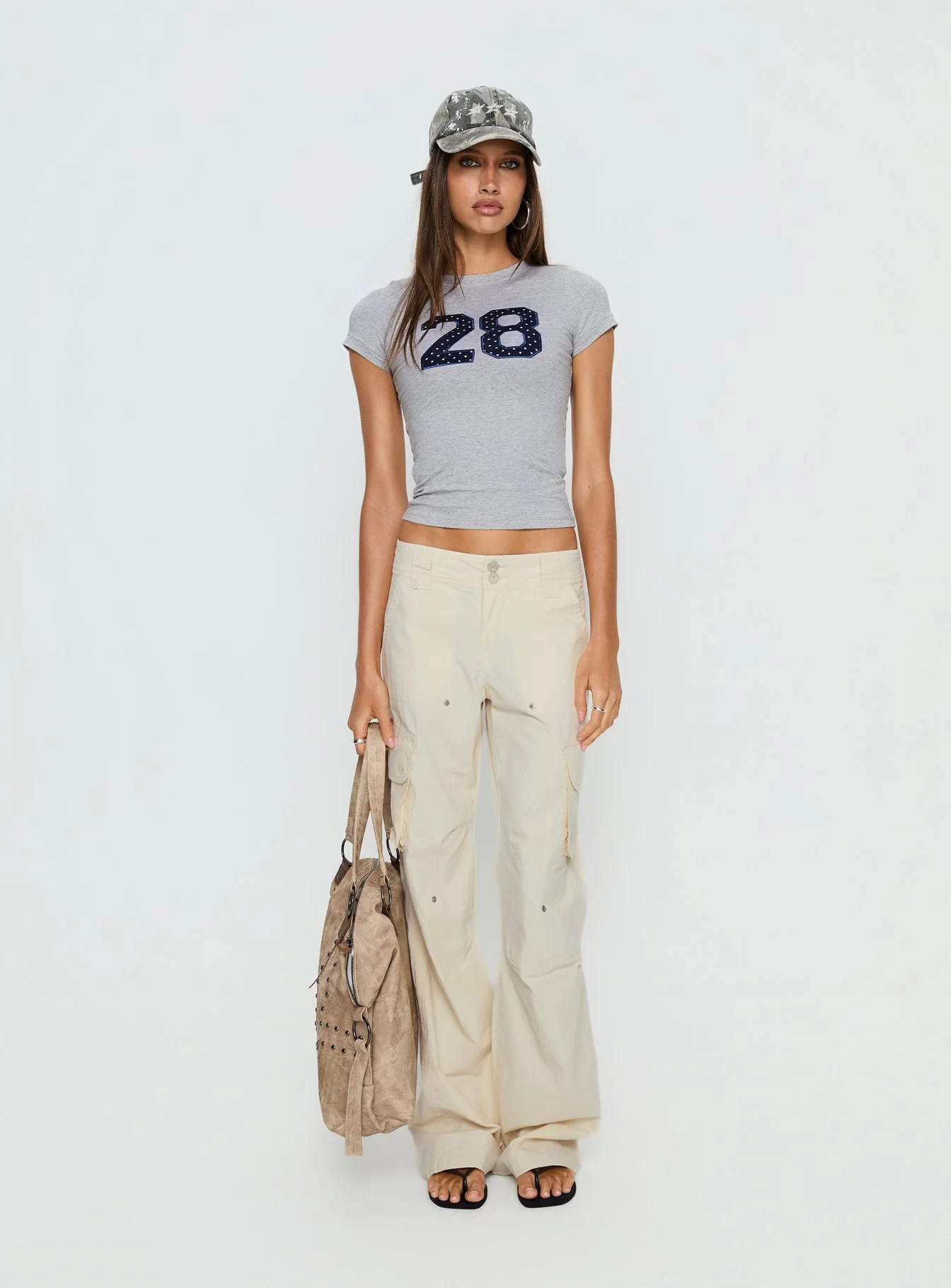 Sutin Tee Grey Marle Polka Dot