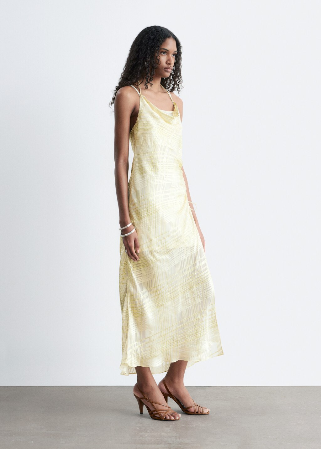 & Other Stories COWL-NECK JACQUARD MIDI DRESS