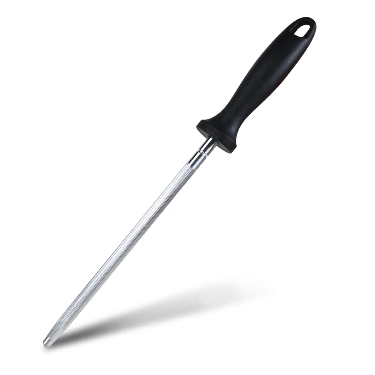 Knife Sharpener Rod Kitchen Knives Sharpener Professional Knife Sharpening Steel Honing Rod with Hanging Holes (13 inches) Black