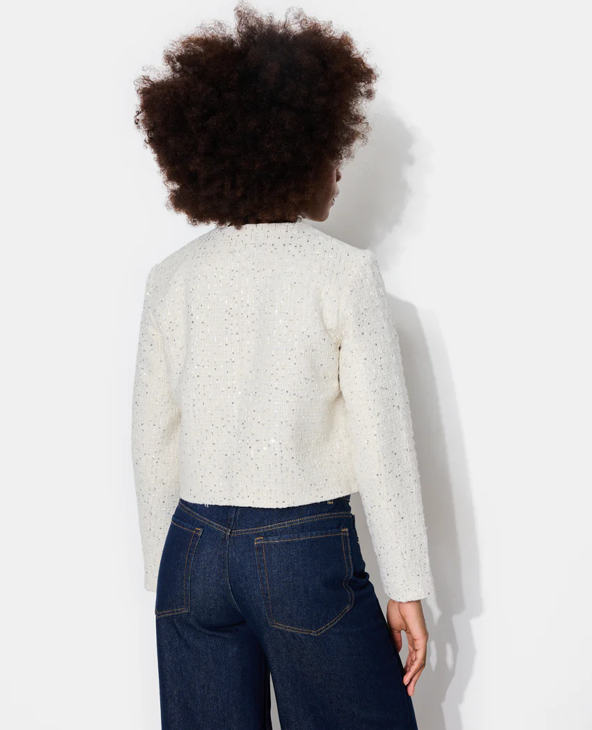 Pimkie Veste en tweed col rond avec sequins