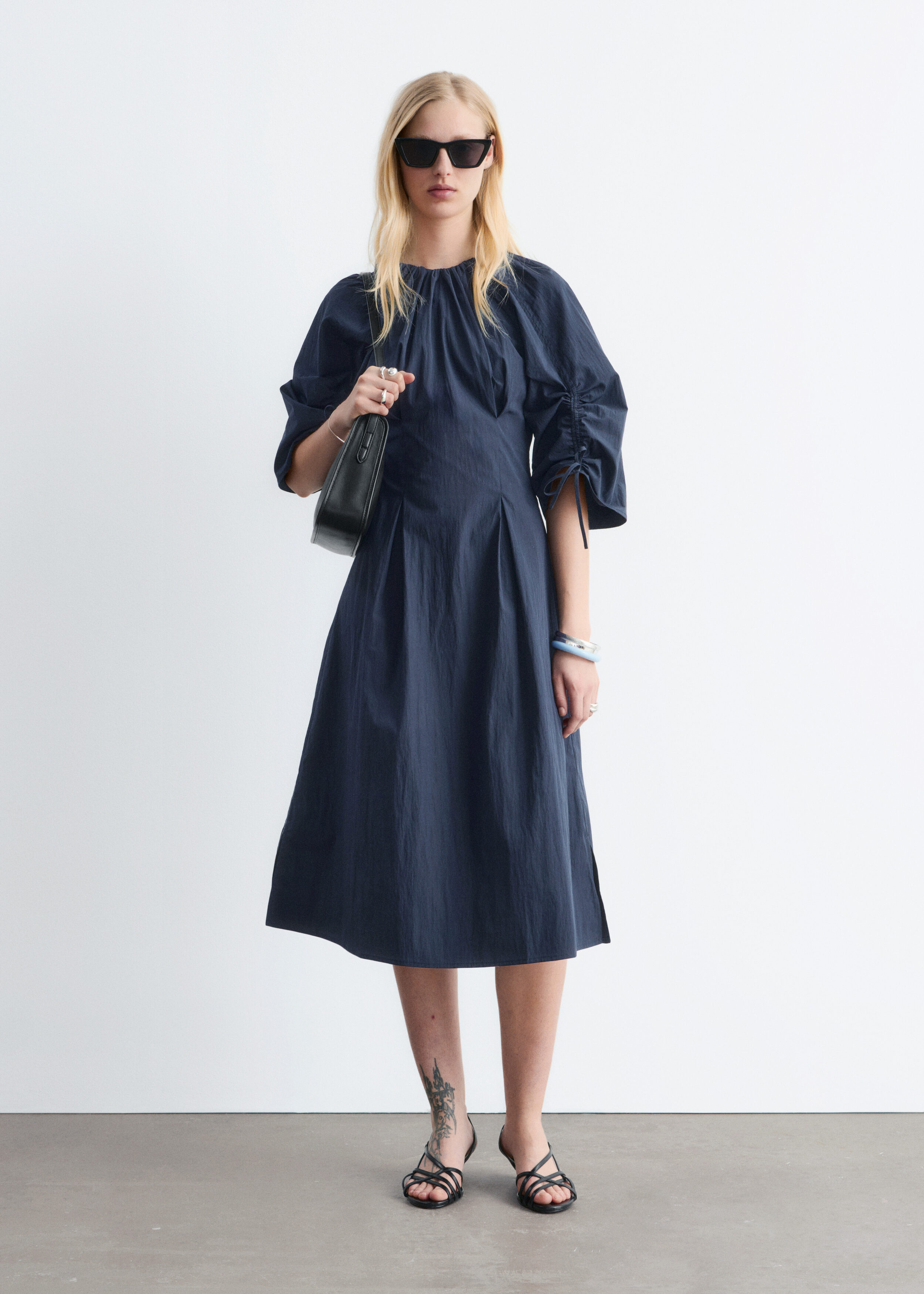 & Other Stories SCULPTURAL DRAWSTRING MIDI DRESS