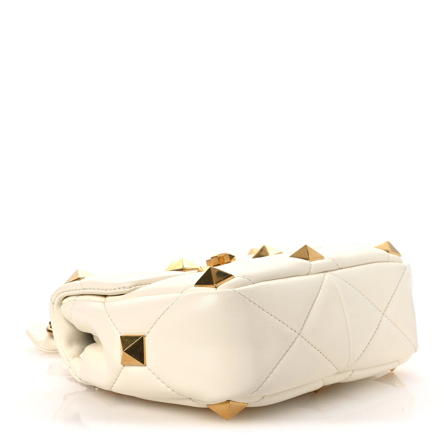 Nappa Medium Roman Stud Shoulder Bag Ivory - Top Club