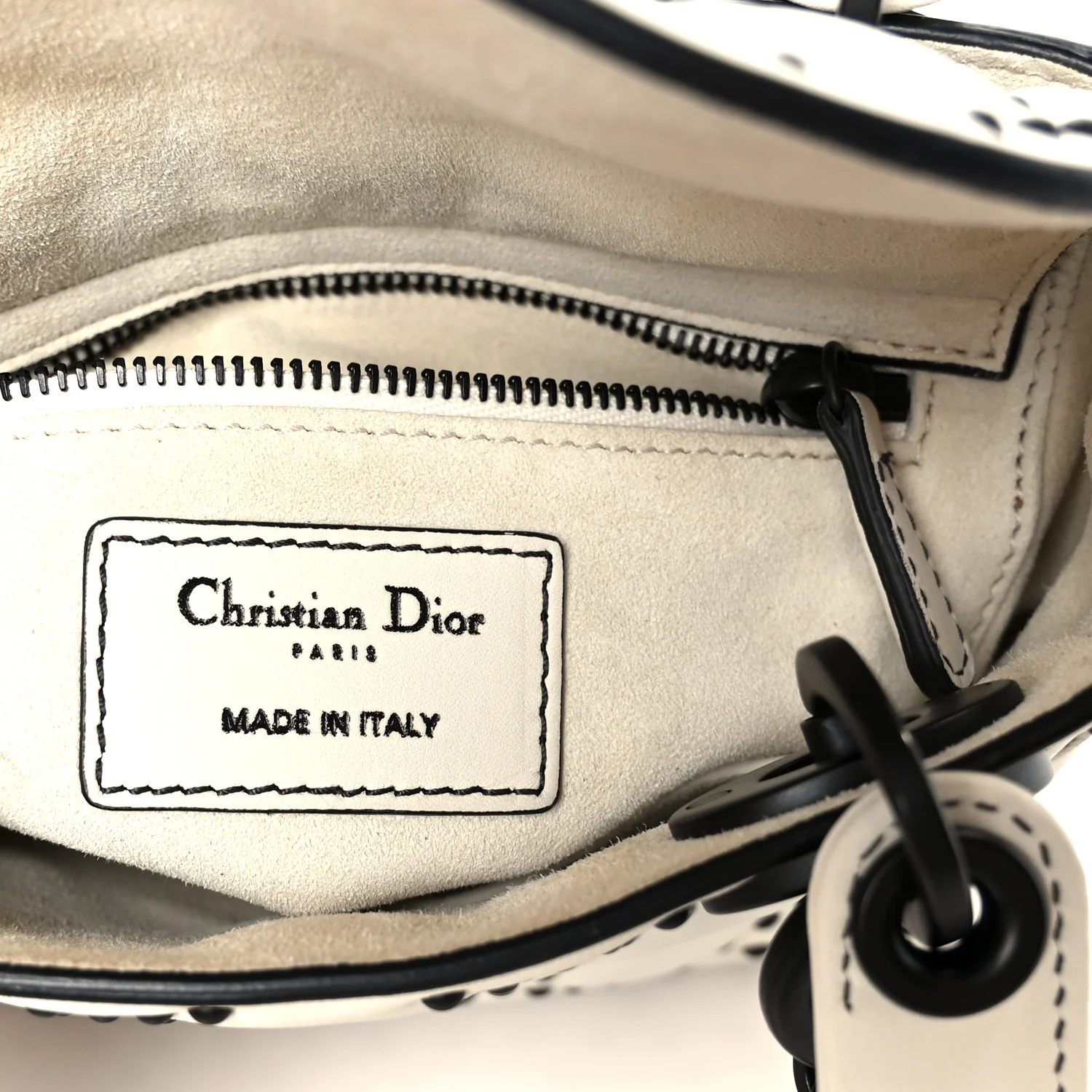 Ultra Matte Calfskin Studded Mini Supple Lady Dior White Black - Top Club