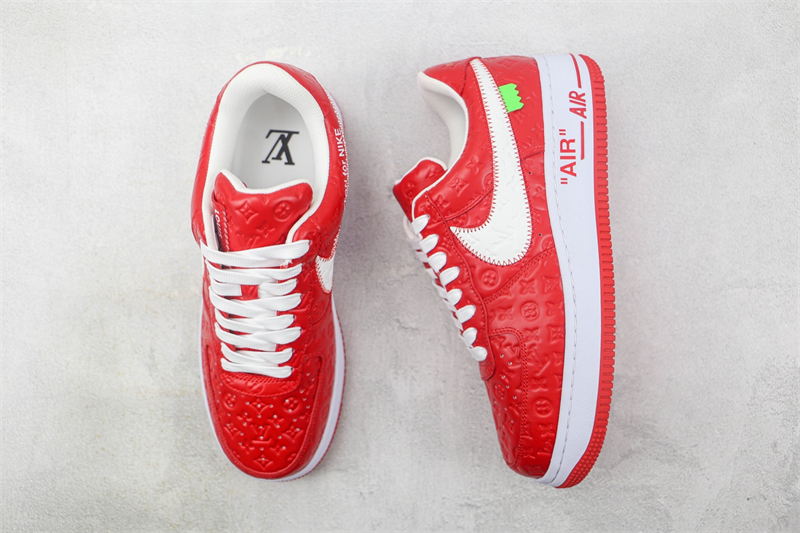 Louis Vuitton x Nike Air Force 1'07 LV8 Low Red/white/LV Monogram - Sneaker Replica Workshop