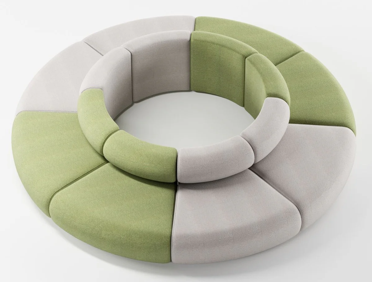Luxury sofa gray / green Ø 340 x H. 72 cm - Round modular sofa - Luxury furniture