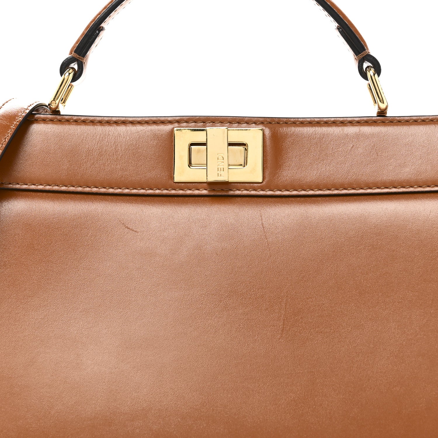 Vitello King Luxor Shiny Nappa Medium Peekaboo I SEE U East West Satchel Brandy Light Rose - Top Club