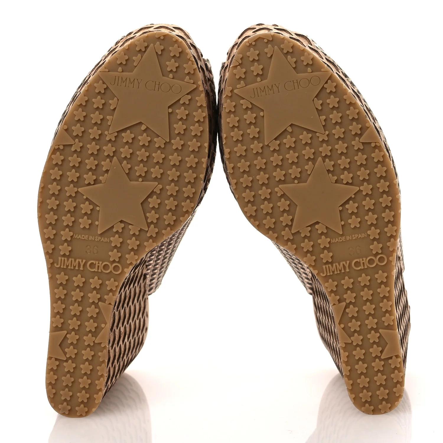 Metallic Embossed Calfskin Pacific 120mm Peep-Toe Cork Wedge Sandal 36 Gold - Top Club