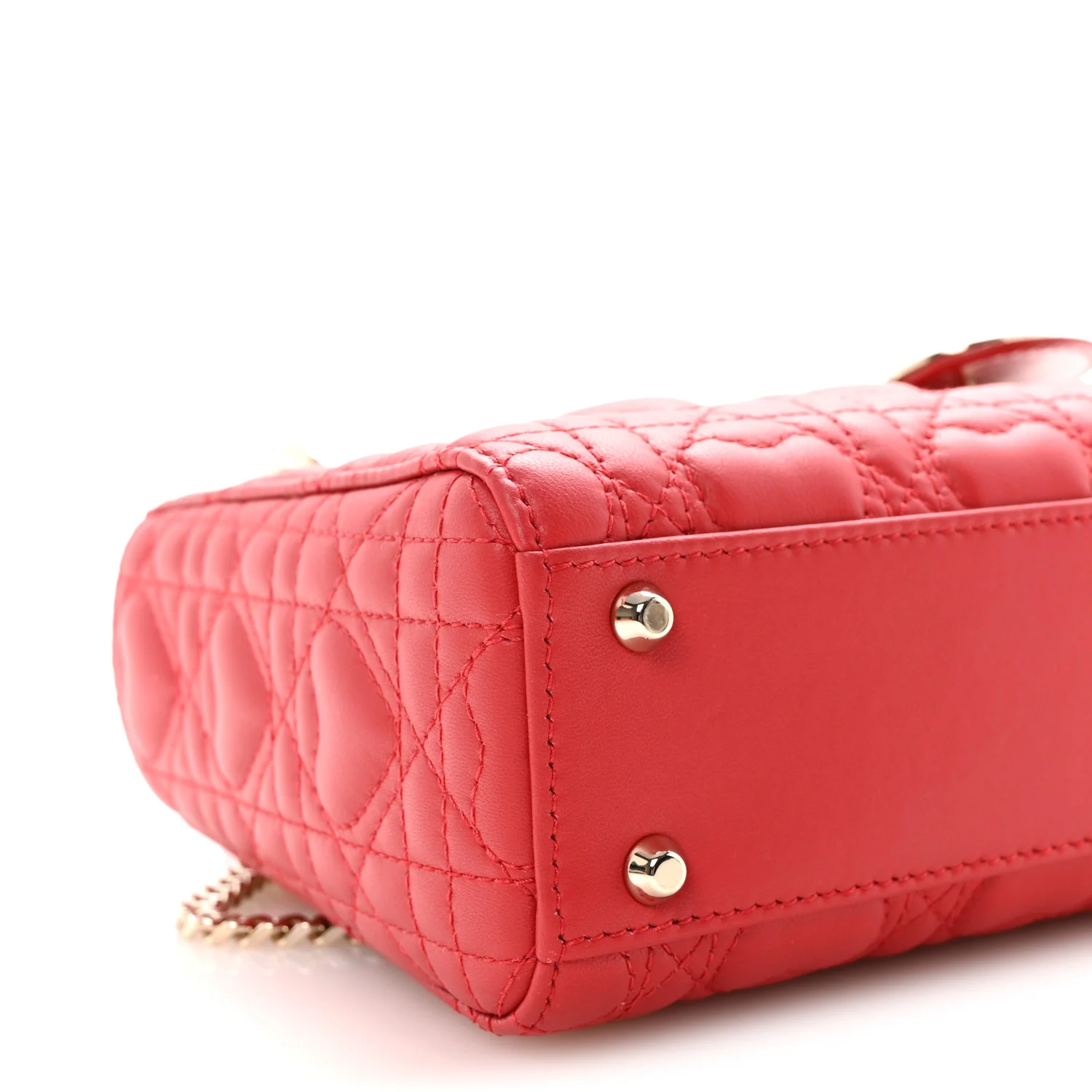 Calfskin Cannage Dioramour Mini Lady Dior Bag Bright Red - Top Club