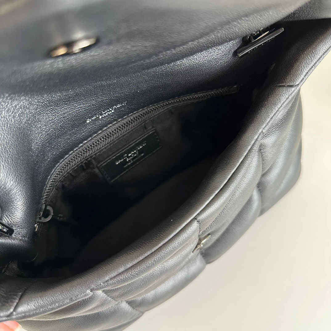 YSL  Loulou Puffer Toy Bag In Quilted Lambskin Black Size 23x15.5x8.5 - Top Club
