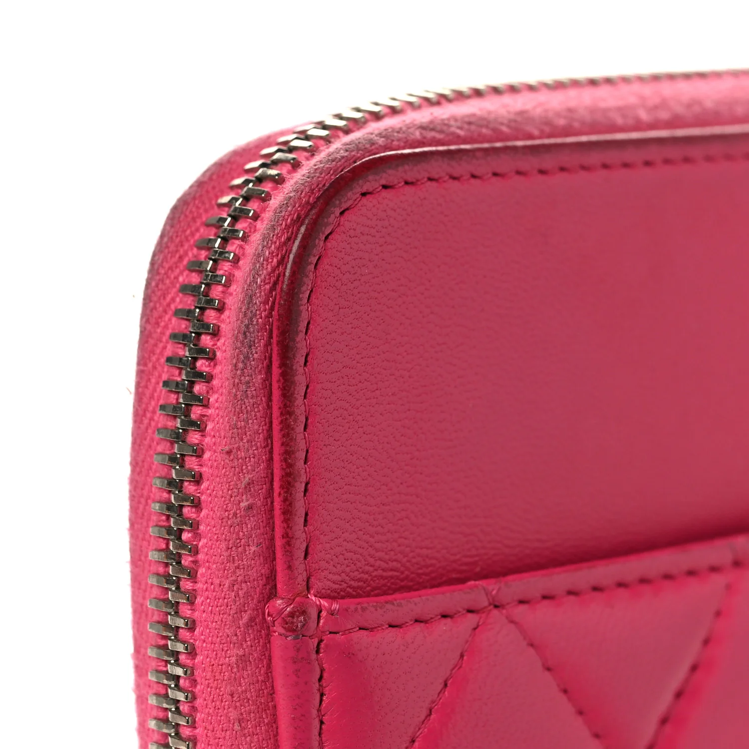 Lambskin Quilted Large Zip Around Organizer Wallet Pink - Top Club