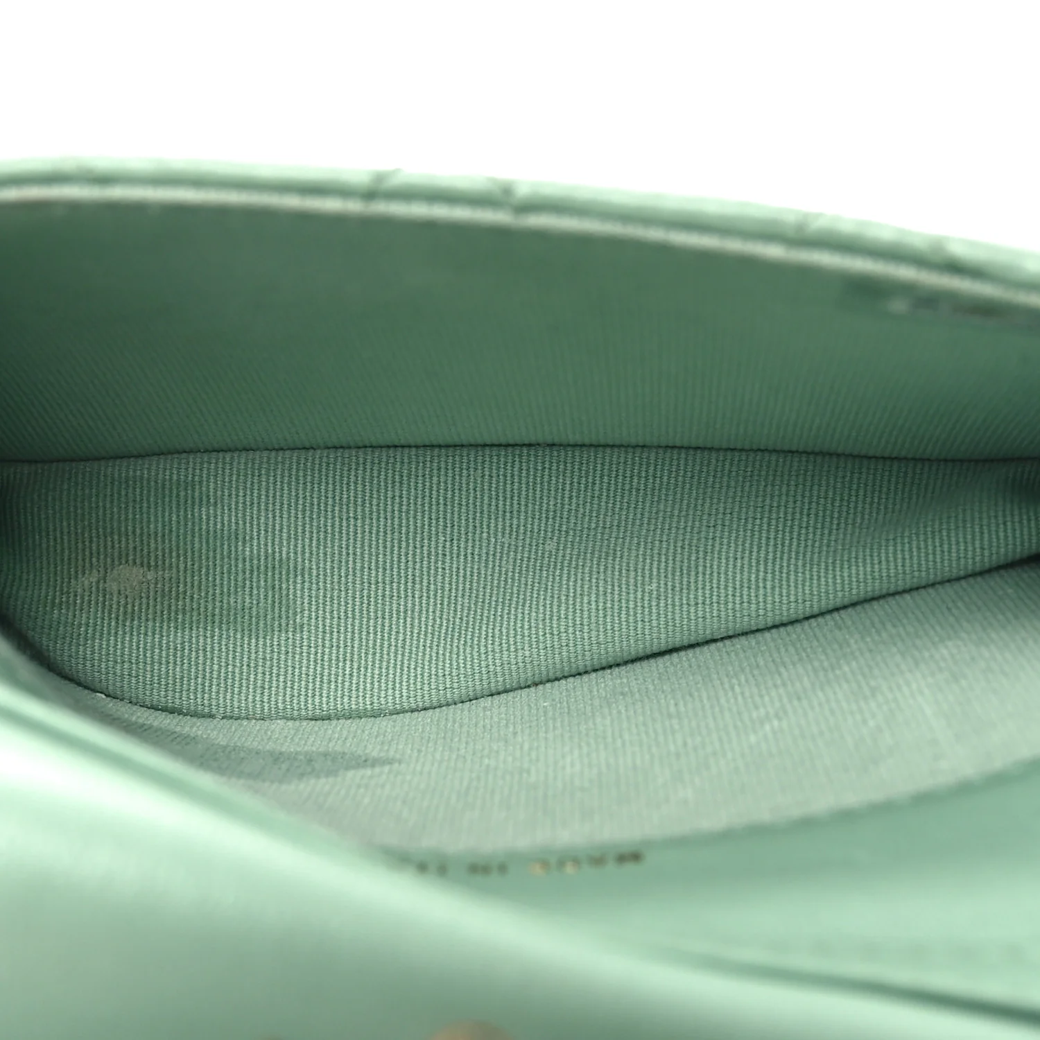 Lambskin Resin Quilted Mini Heart Flap Light Green - Top Club