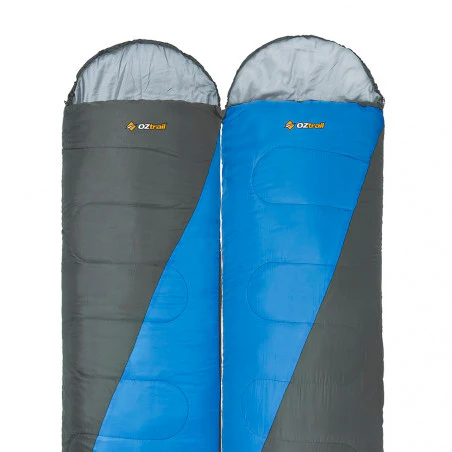 Pack of 2 alpine sleeping bags OZtrail FRASER TWIN PACK +2o – blue and gray