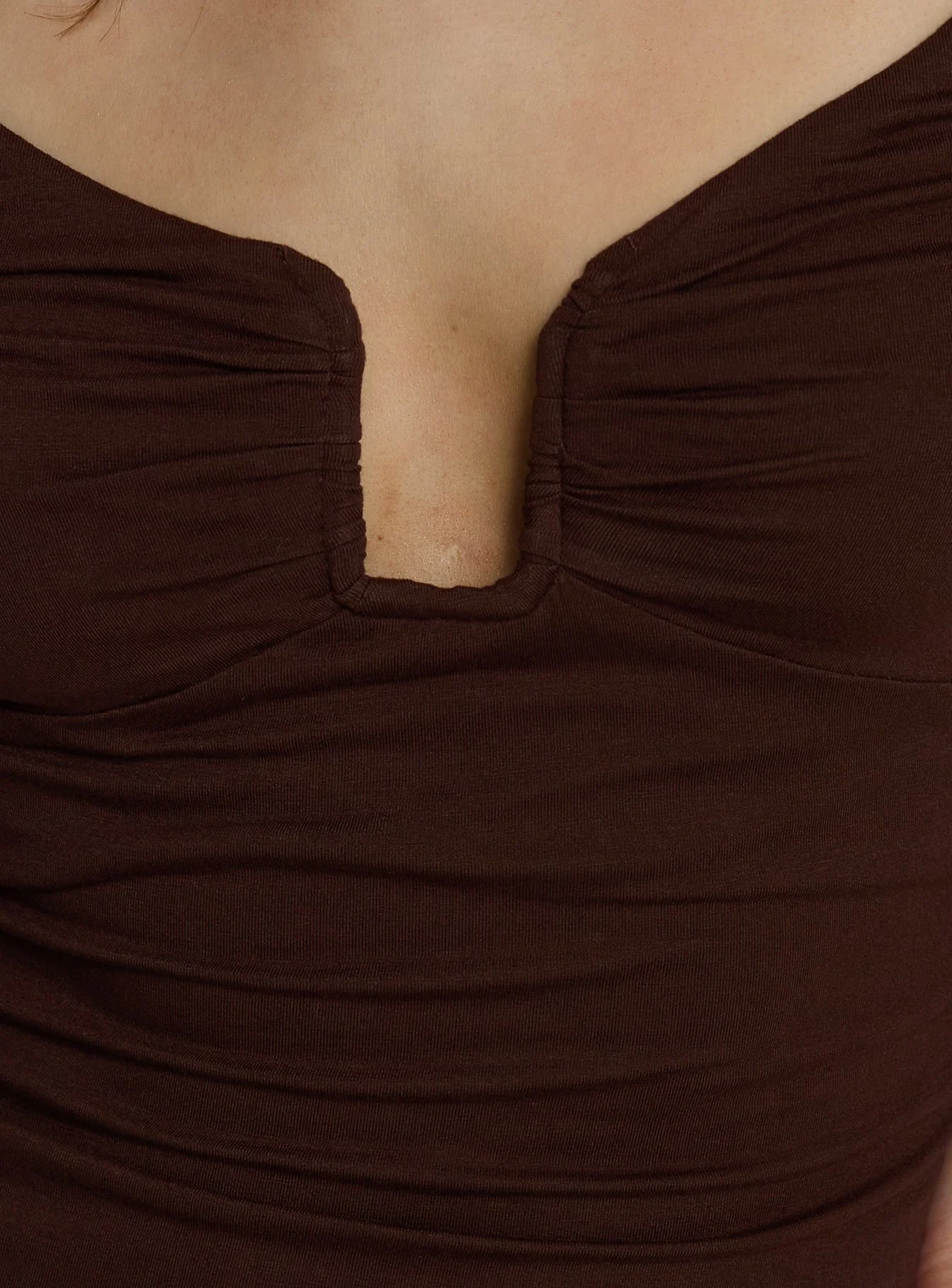 Serelle Long Sleeve Bust Detail Top Chocolate