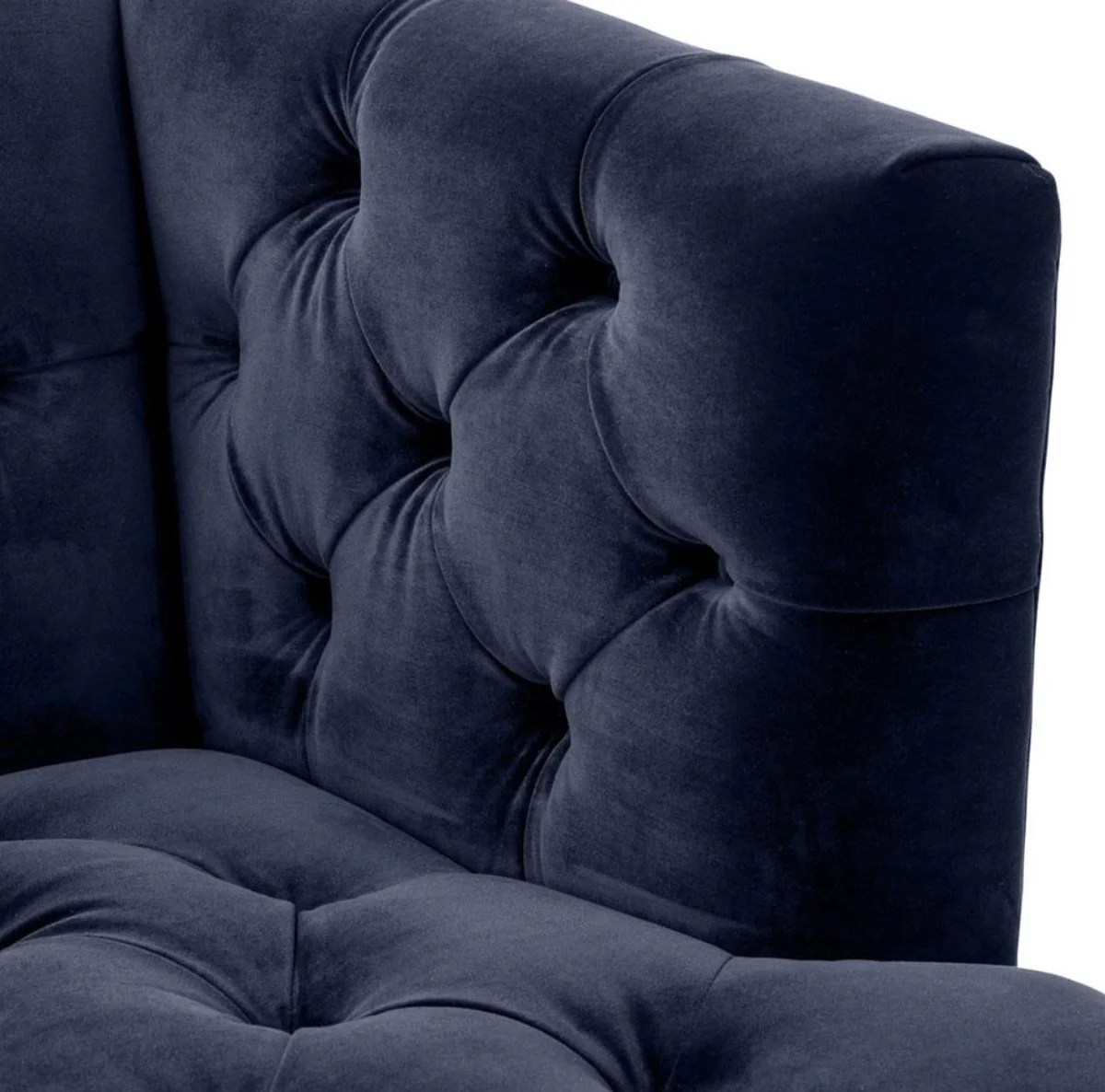 Luxury living room sofa midnight blue / black / brass 230 x 85 x H. 79 cm - Chesterfield velvet sofa