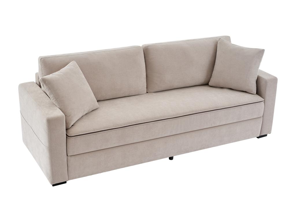Sofá cama de 3 plazas de tela beige con espuma viscoelástica - aNMjBIo969hi