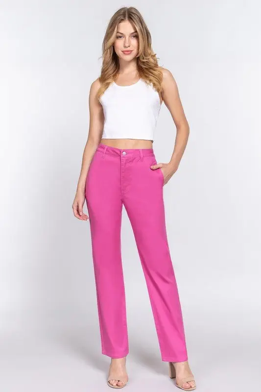 Thinking About You Straight Fit Twill Pants - ALJEGJ