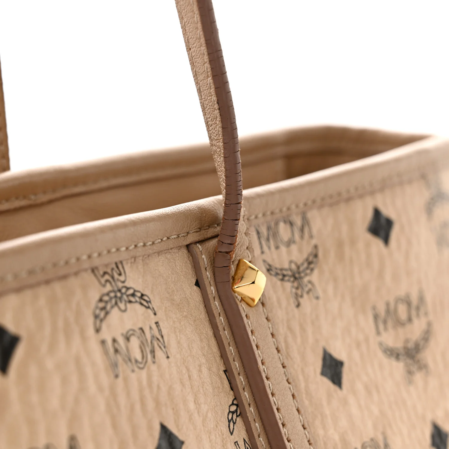 Visetos Medium Top Zip Shopper Tote Beige - Top Club