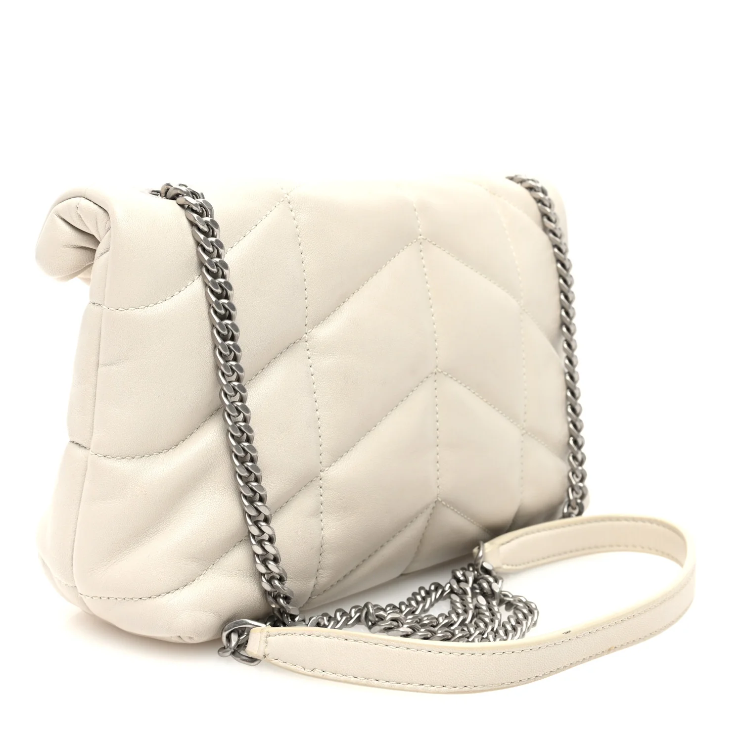 Lambskin Quilted Toy Loulou Puffer Monogram Chain Satchel Crema Soft - Top Club