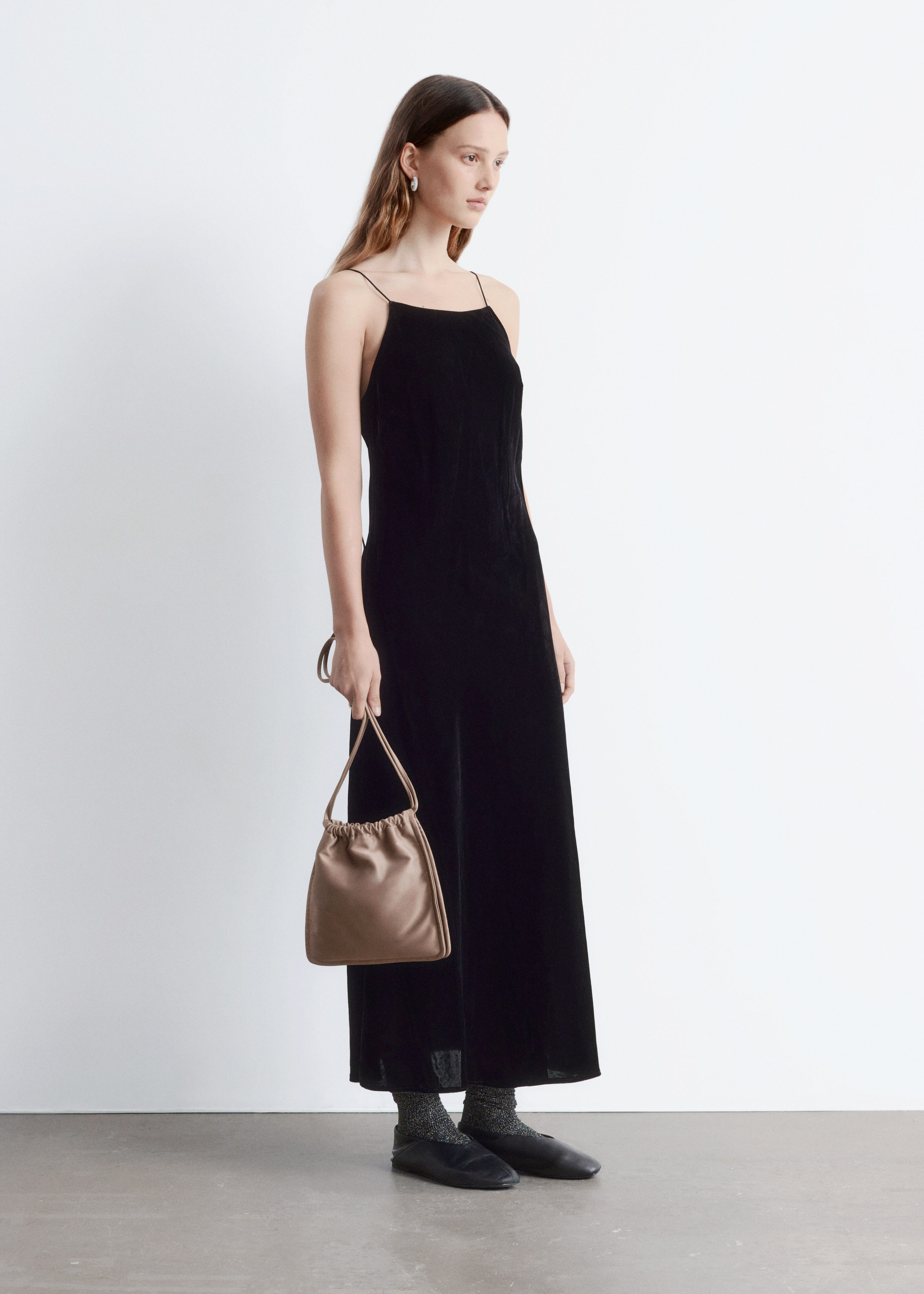 & Other Stories STRAPPY VELVET MIDI DRESS