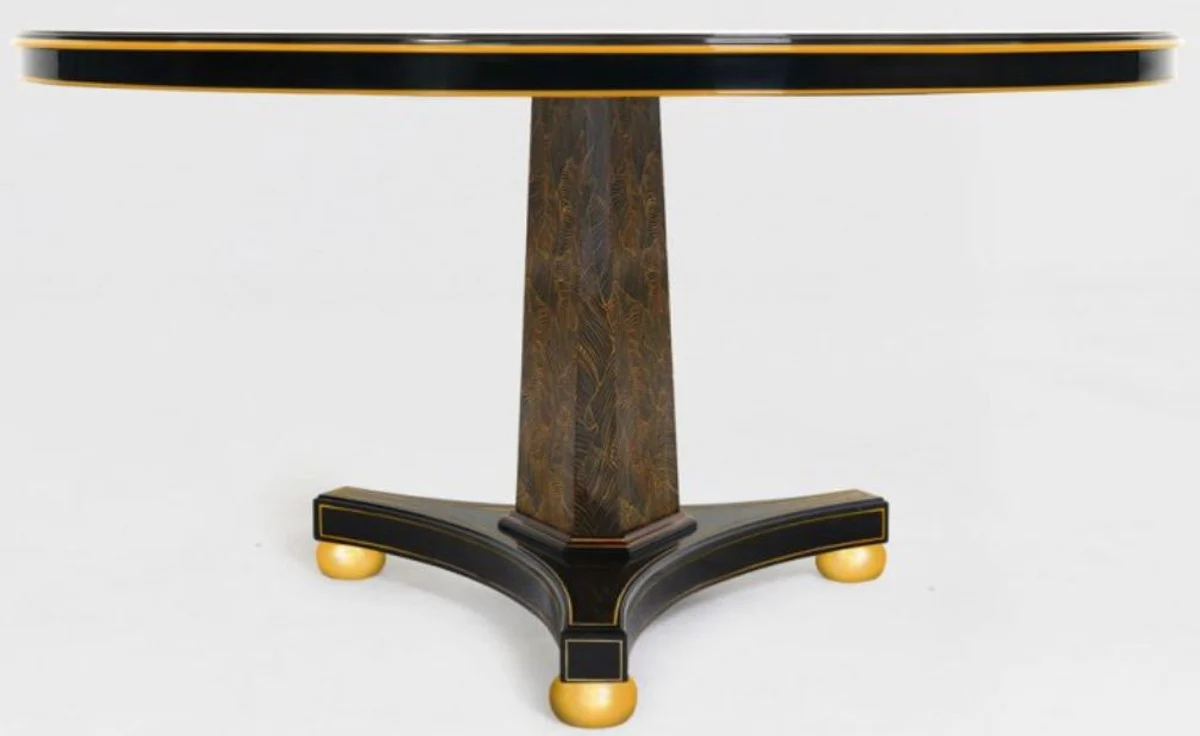 Luxury dining table black / bronze / gold Ø 150 x H. 78 cm - Round solid wood kitchen table - Dining room table - Luxury dining room furniture