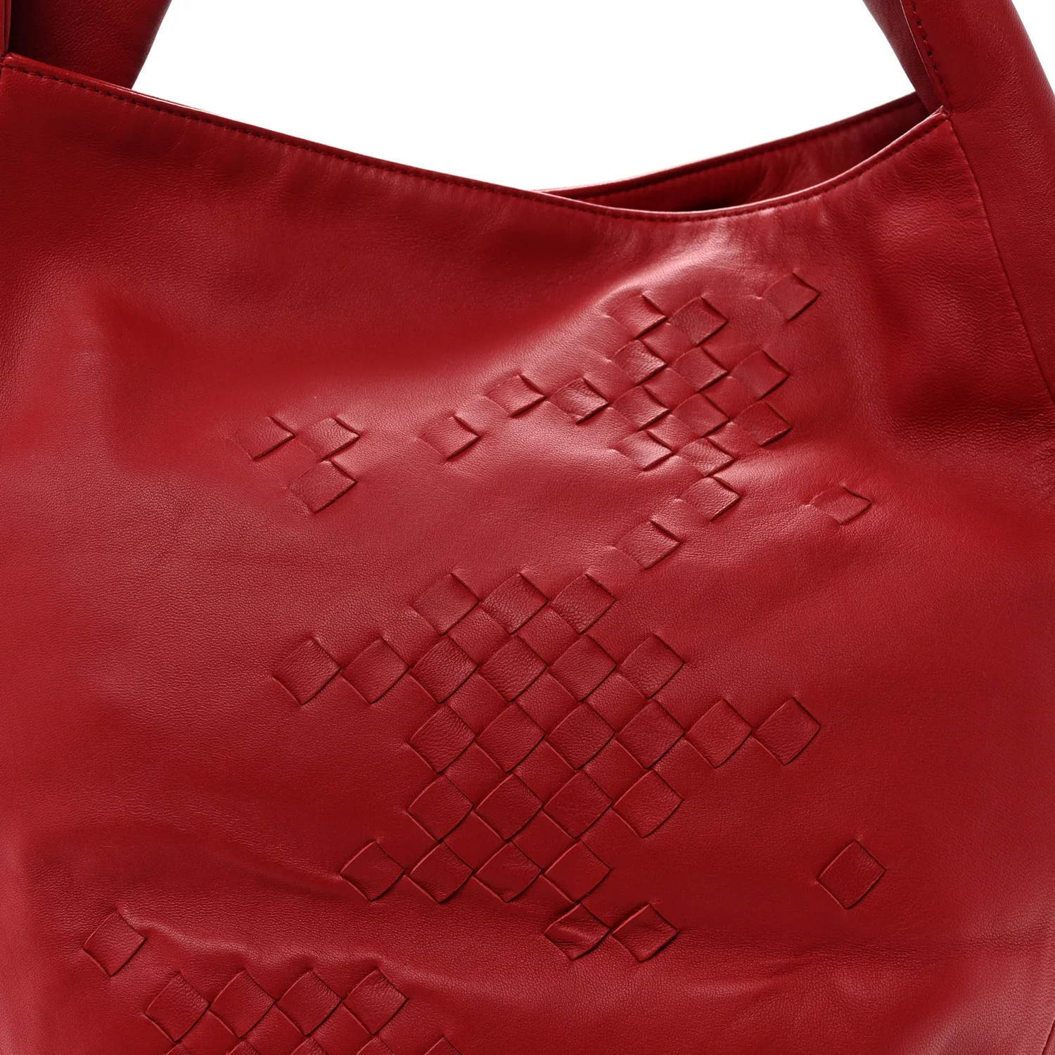 Nappa Intrecciato Patchwork Hobo Red - Top Club