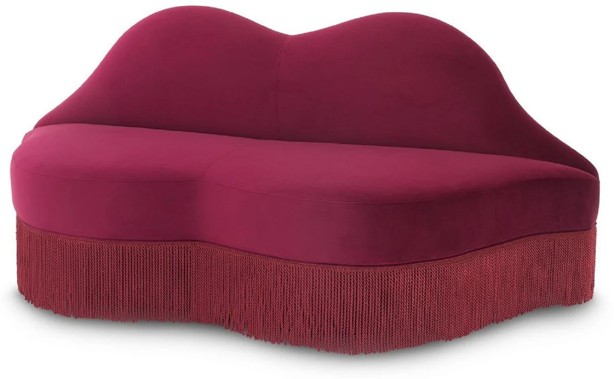 Designer velvet sofa lips mouth burgundy red 195 x 80 x H. 97 cm - designer living room furniture - luxury collection