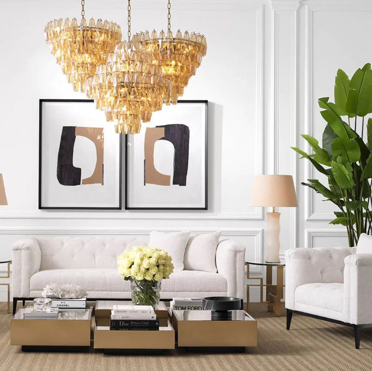 Luxury side table brass Ø 60 x H. 54.5 cm - Round stainless steel table with glass top - Luxury furniture - Living room furniture - Hotel furniture - Luxury furnishings - Living room furnishings