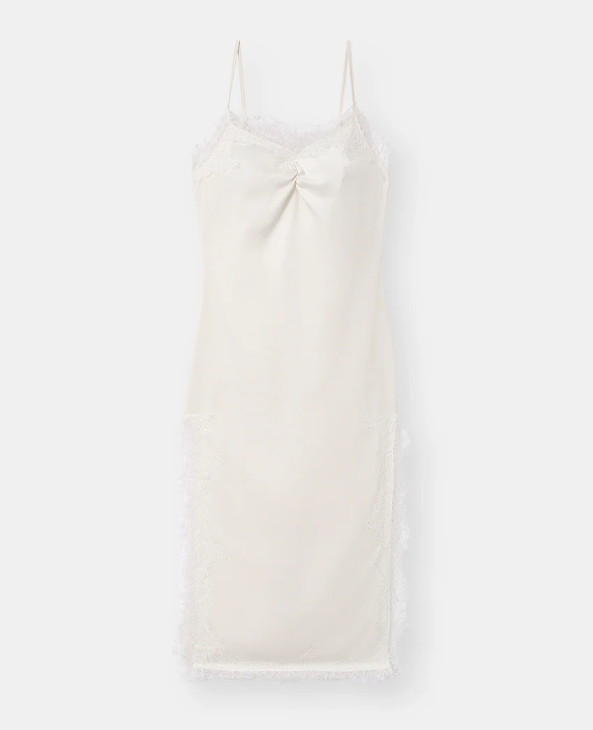 Pimkie Robe longue en satin avec dentelle et fentes côtés