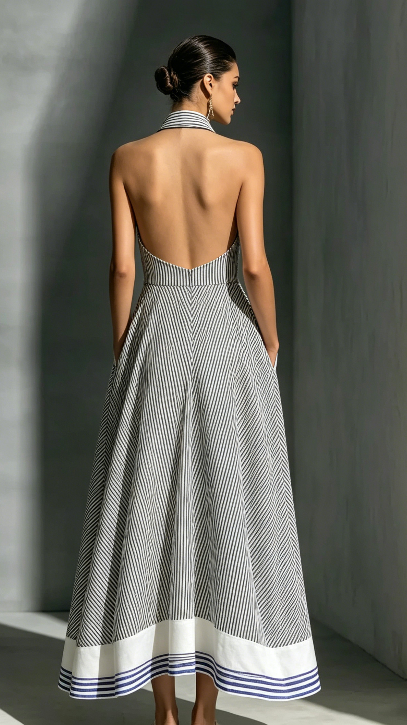Women's Halter V-Neck Zebra Print Dress with a Full Skirt - Nordfashionstorm - Women's Clothing, Fashion for You - Nordfashionstorm.com