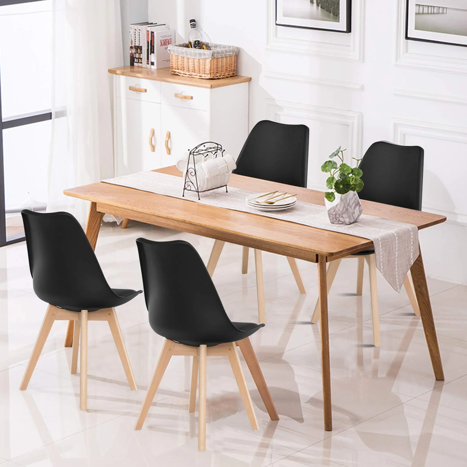 BEFOUNDLOVELY Set of 4 Modern High Backrest Dining Chairs