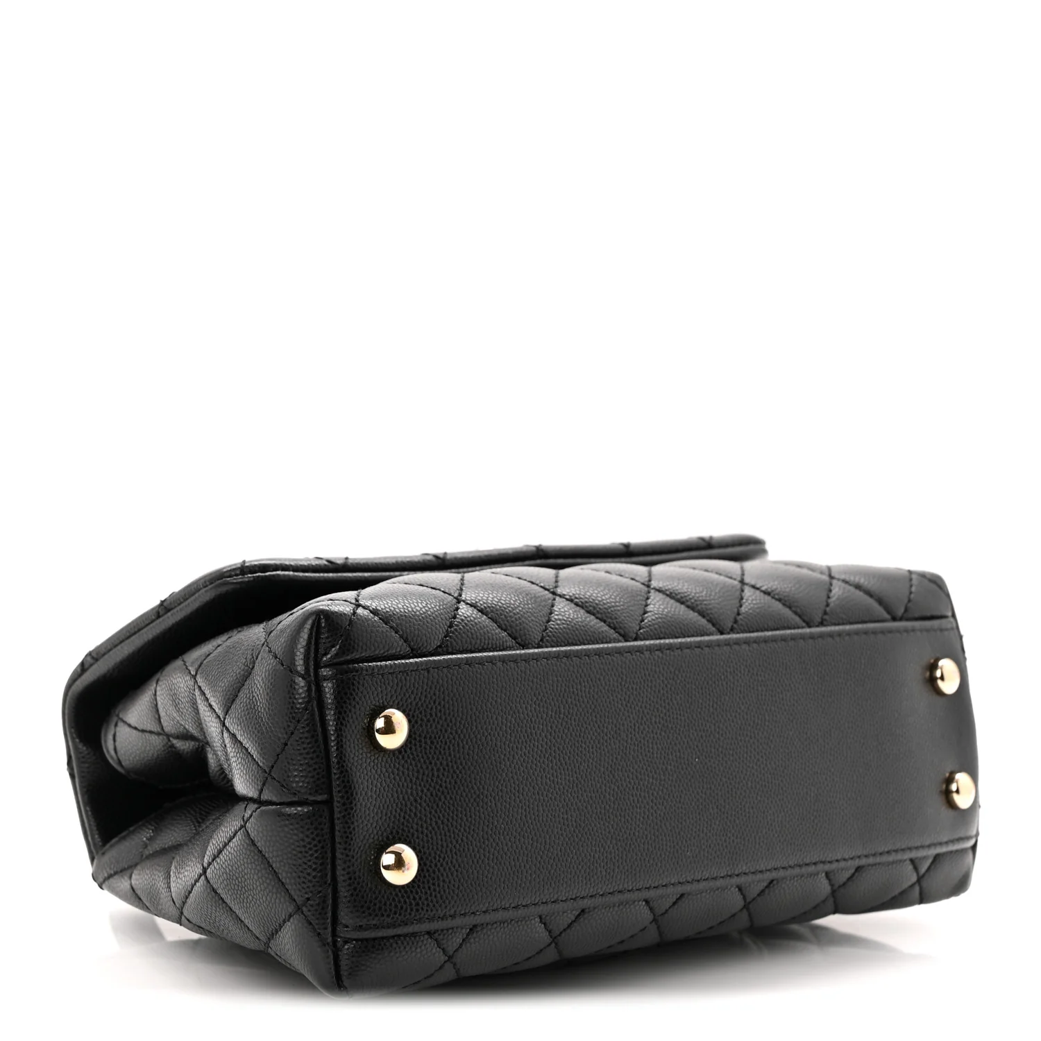 Caviar Quilted Mini Coco Handle Flap Black - Top Club