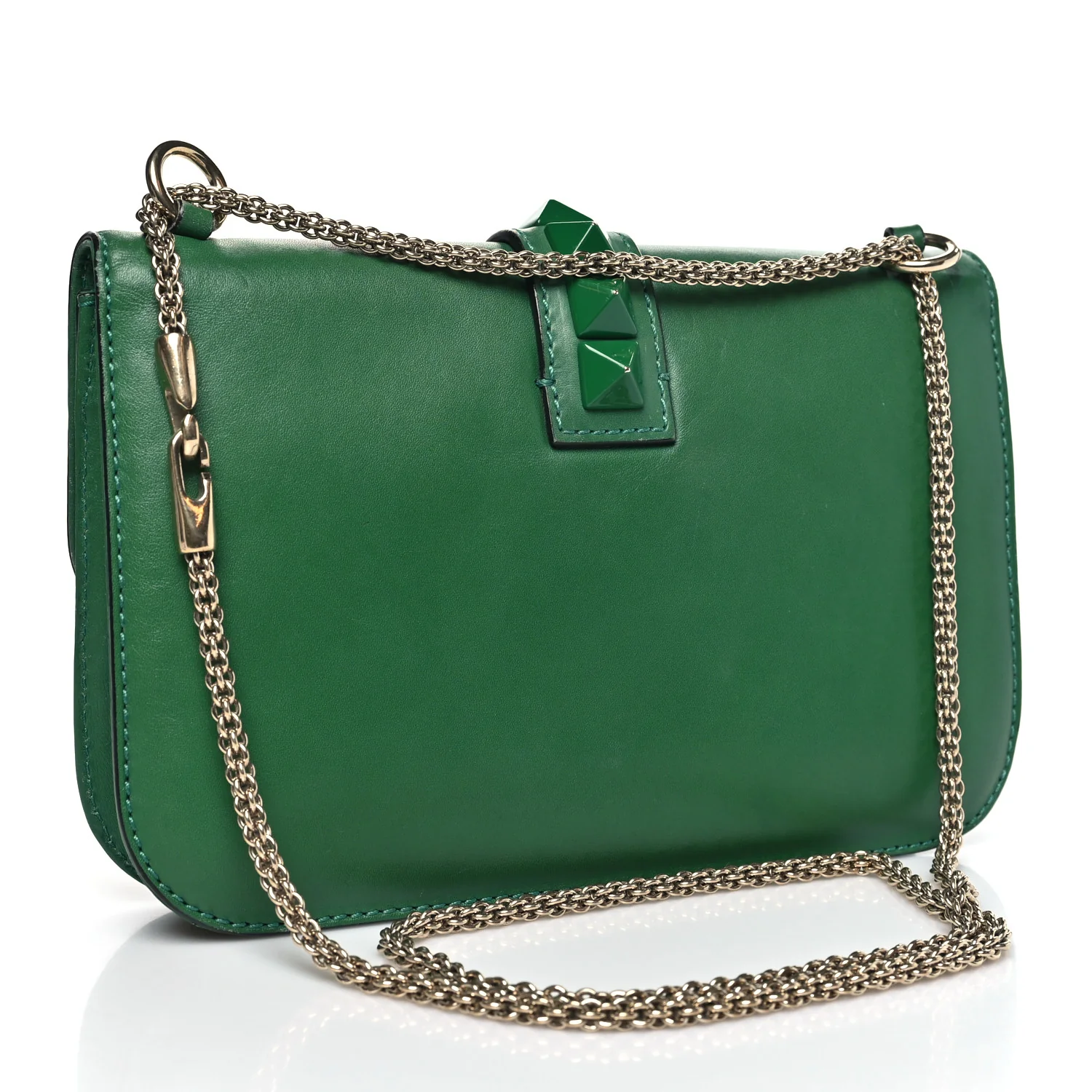 Vitello Medium Glam Lock Rockstud Flap Pop Green - Top Club