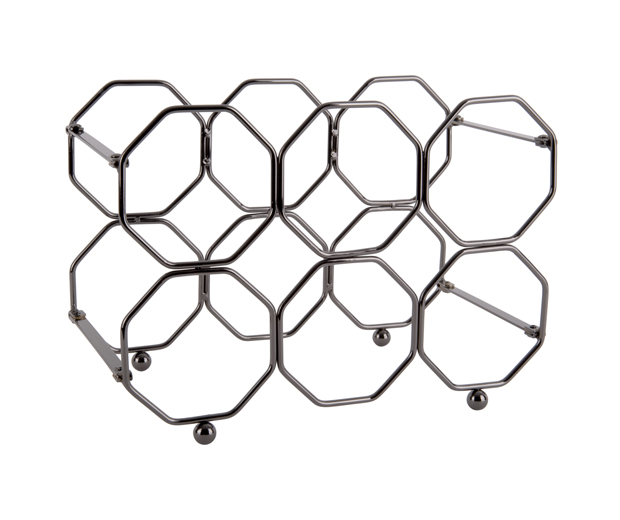 Wine rack Honeycomb foldable iron smokey grey