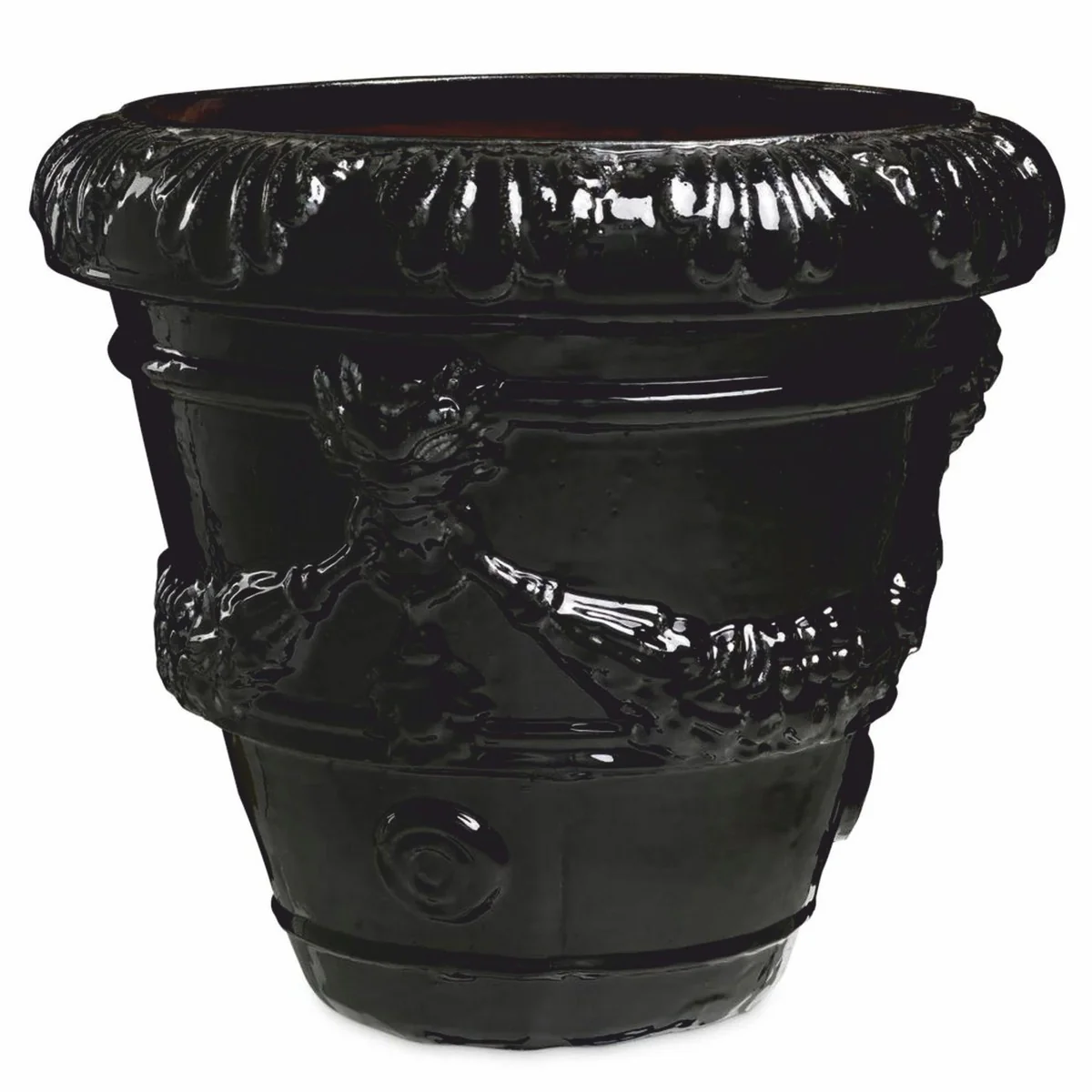 Luxury Baroque Ceramic Flower Pot Black Ø 60 x H. 56 cm - Garden Decoration