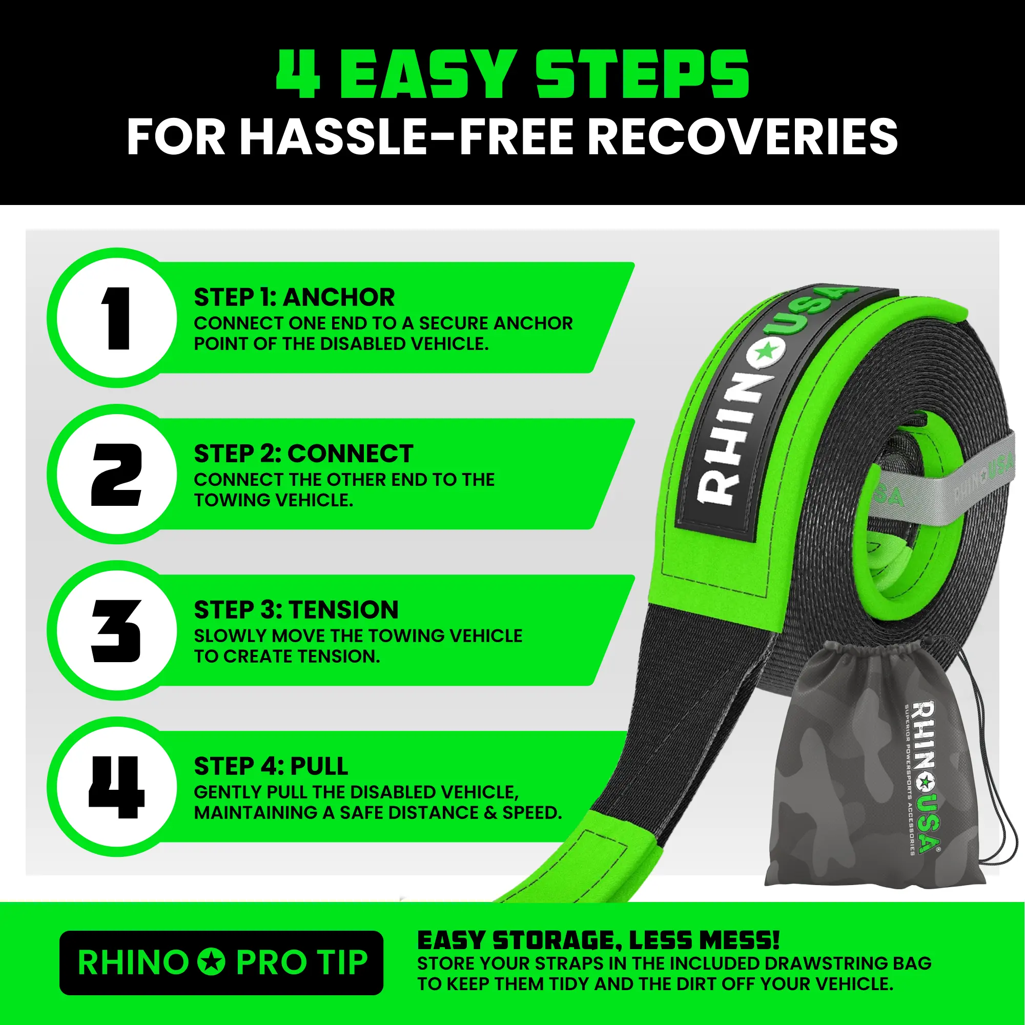 Rhino USA Ultimate Recovery Tow Strap 2