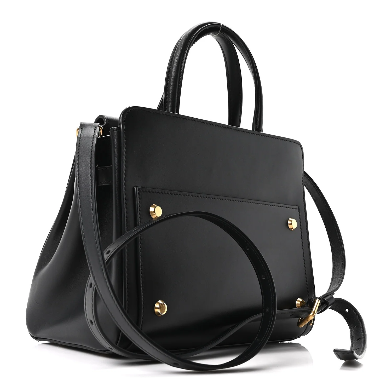 Shiny Box Calfskin Small Money Tote Black
